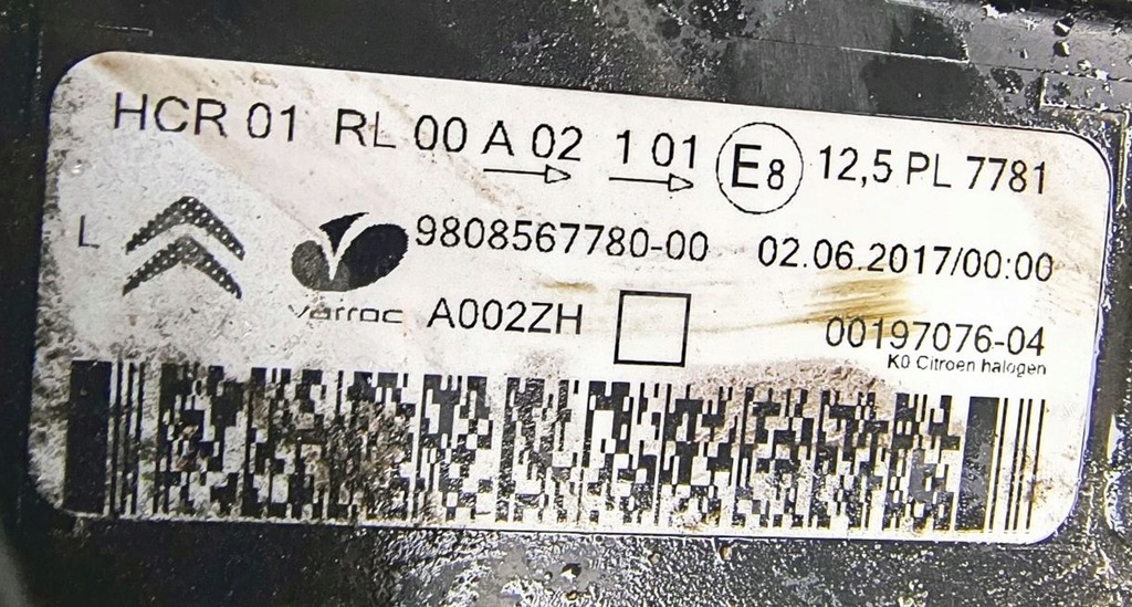 фото №6, Лампа права фара правий лівий citroen jumpy iii iv toyota proace ii 16-