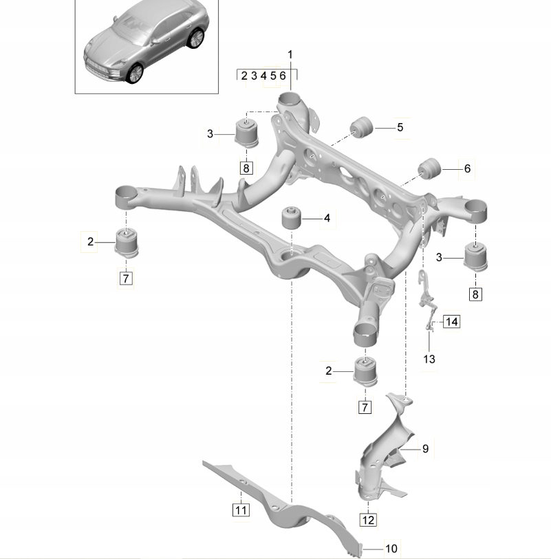 фото №1, Підрамник підрамник задня porsche macan 2.0 r4 95b505235f