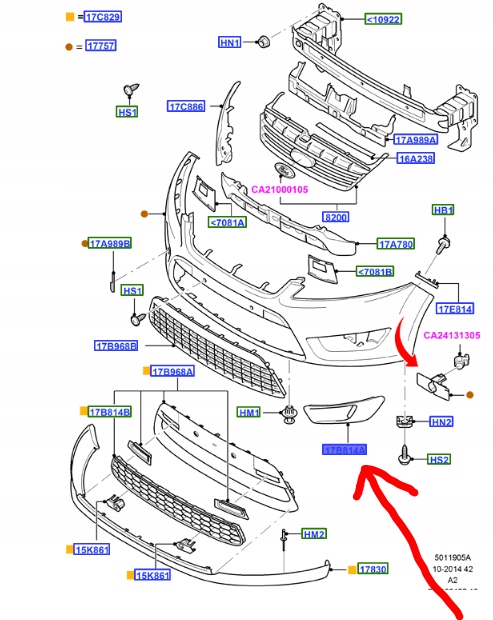 Купить Решётка бампера противотуманной фары перед lf mondeo 2007-10