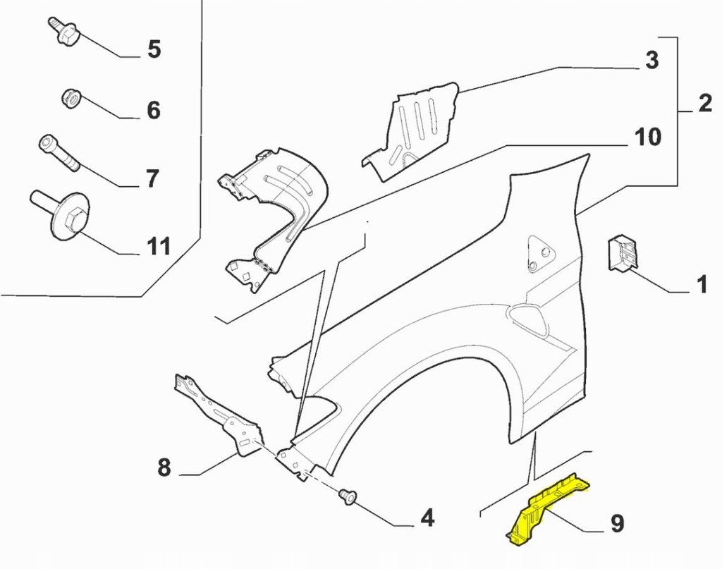фото №2, Кронштейн крыла правый перед alfa romeo giulia