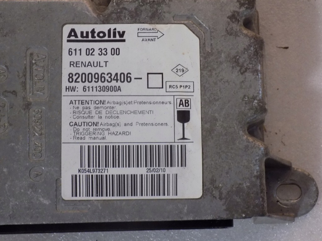фото №4, Модуль подушка безпеки renault clio iii 3 8200963406 611023300