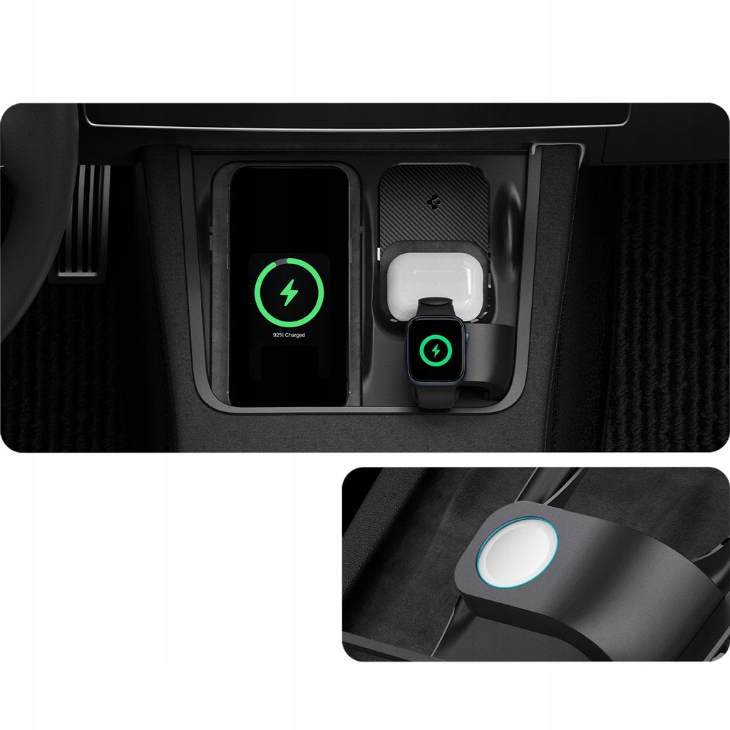 фото №12, Органайзер 3w1 spigen na ładowarkę iphone/airpods/watch do tesla model 3 / y