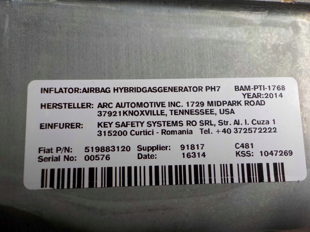 фото №4, Fiat 500l 14r подушка безопасности подушка пассажира 519883120