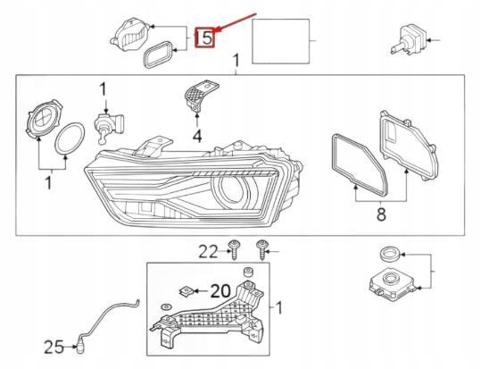 фото №7, Діод led з радіатор vag audi q3 8u оригінальний 8u0941475c