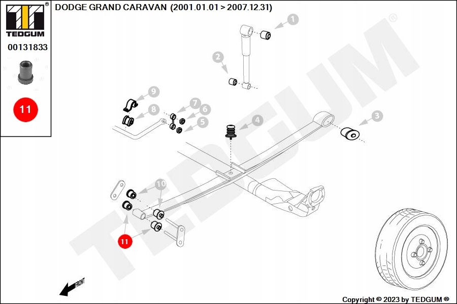 фото №15, Tedgum сайлентблок рессора задняя chrysler voyager iv dodge caravan grand