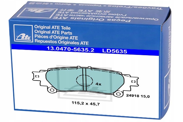 фото №1, Тормозные колодки тормозные задняя ate do lexus rx 350