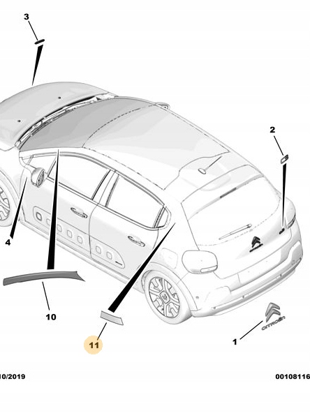 фото №6, Наклейки стоек задних citroen c3 iii