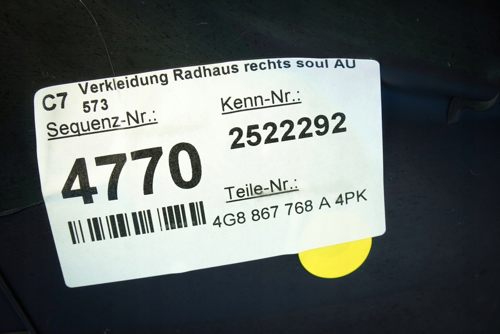 фото №7, Захист обшивка стійка audi a7 s7 rs7 4g8867768a