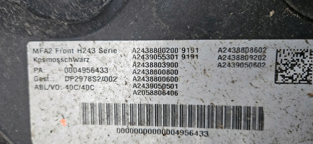 фото №11, Бампер передний перед mercedes eqa w243 21- a243 243 решётка радиатора a2438800200