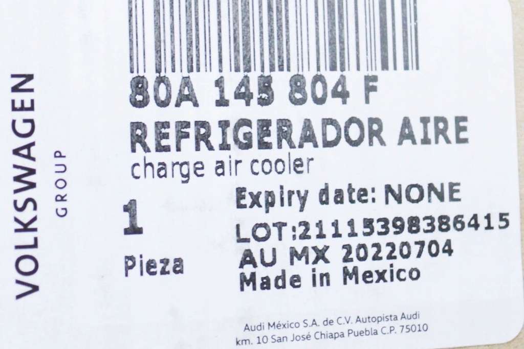 фото №7, Audi q5 fy радиатор дополнительная nowa оригинальная 80a145804f