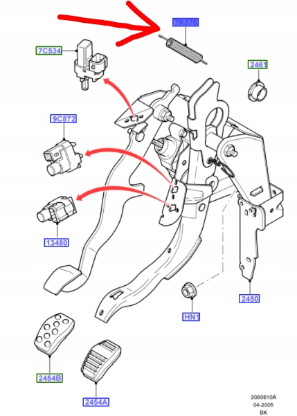 фото №9, Пружина педали сцепления fiesta 01-08/fusion 01-12_ 1345699 _ 2s61-7k576-ae