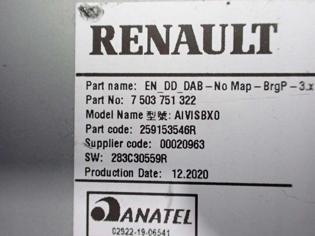 фото №8, Навігація navi радіо заводська оригінал 280346916r renault zoe ii 21r