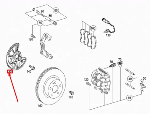 Купить Mb s w220 плита защитная тормоза колеса передний правого a2204211420