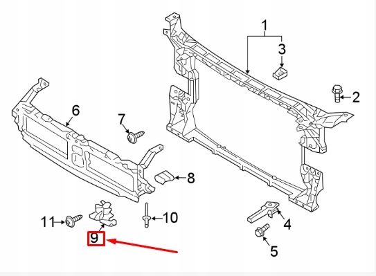 фото №8, Audi a4 b9 лівий нижній кронштейн радіатора 8w0807333a oem