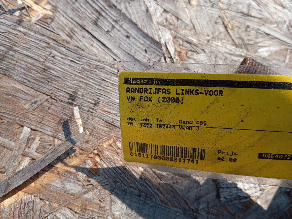 фото №4, Приводной вал перед передняя левая vw fox 1.4