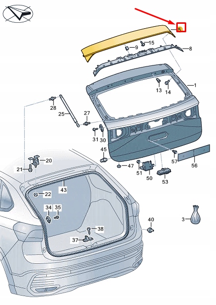 фото №1, Vw taigo cs rear задняя дверь спойлер 2g7827933a041