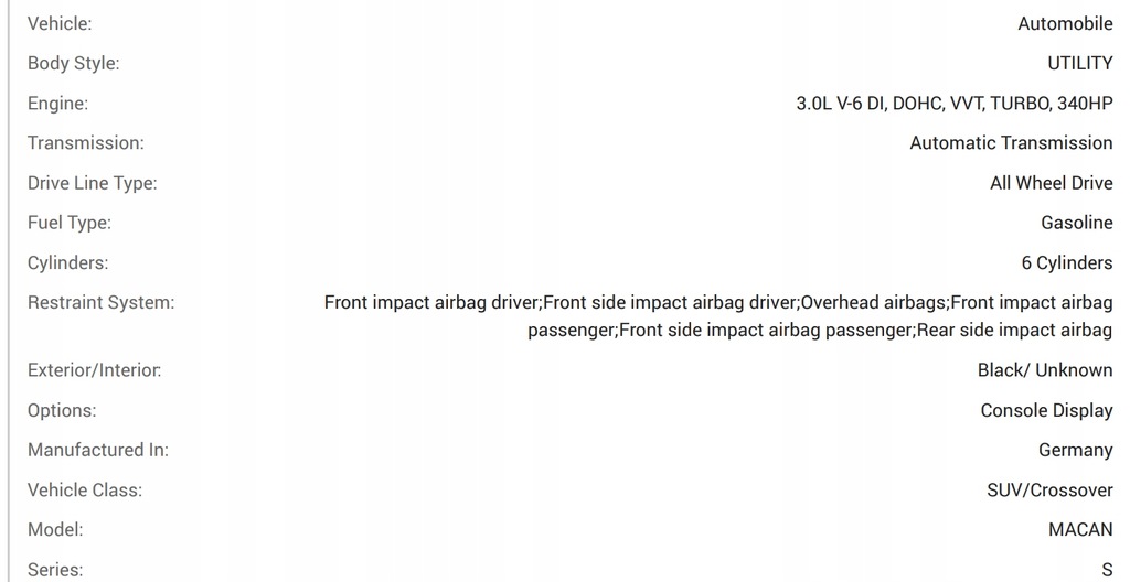 фото №16, B1 porsche macan s 2015 3.0 сиденье левый перед kompletny kompletny