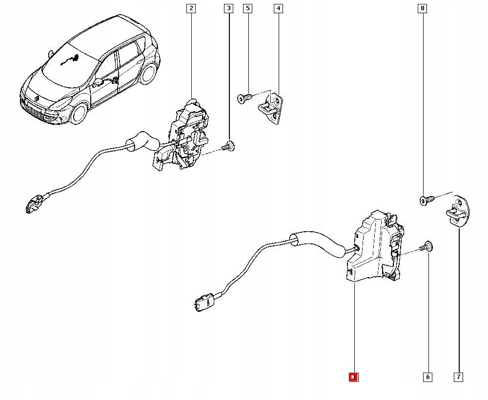 фото №10, Замок дверь левый перед 4 pin renault scenic iii 805030006r
