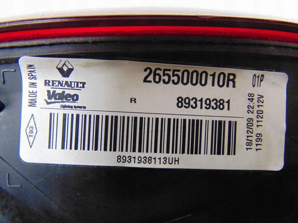 фото №10, Лампа правая задняя renault megane 3 iii kombi 265500010r europa
