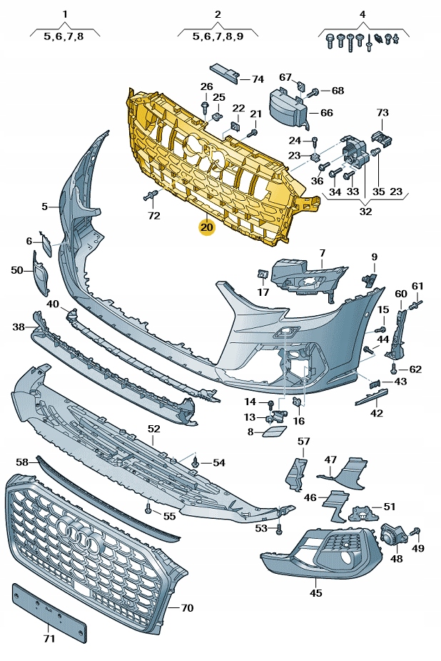 фото №1, Element крепёжный решётка радиатора перед audi a8 d5 aso оригинал новый 4n0807233f