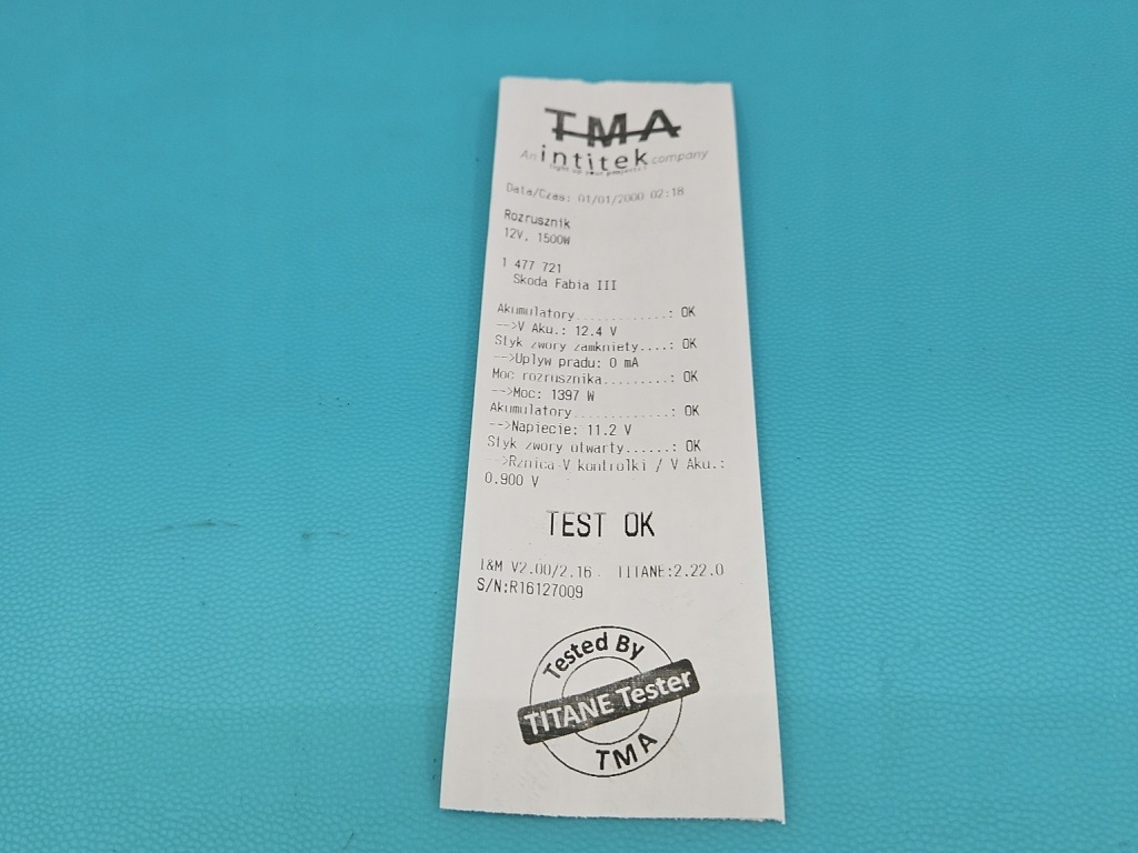 Test стартер skoda fabia 3 1.0 tsi chz 02m911024q 0001179512 Недорого