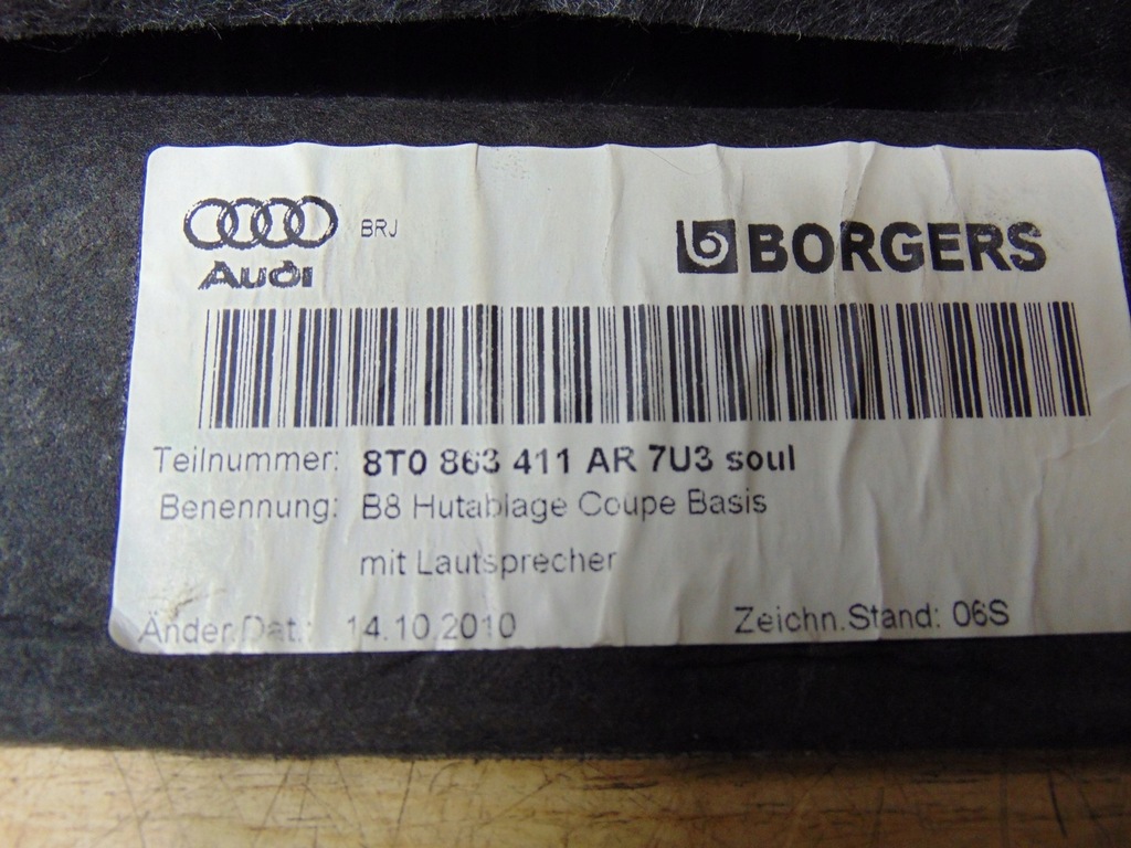 фото №14, Полка багажника задняя audi a5 lift 8t0863411ar