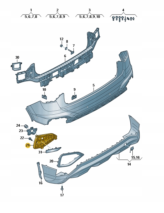 фото №1, Заслінка решітка заднього бампера ліва audi q2