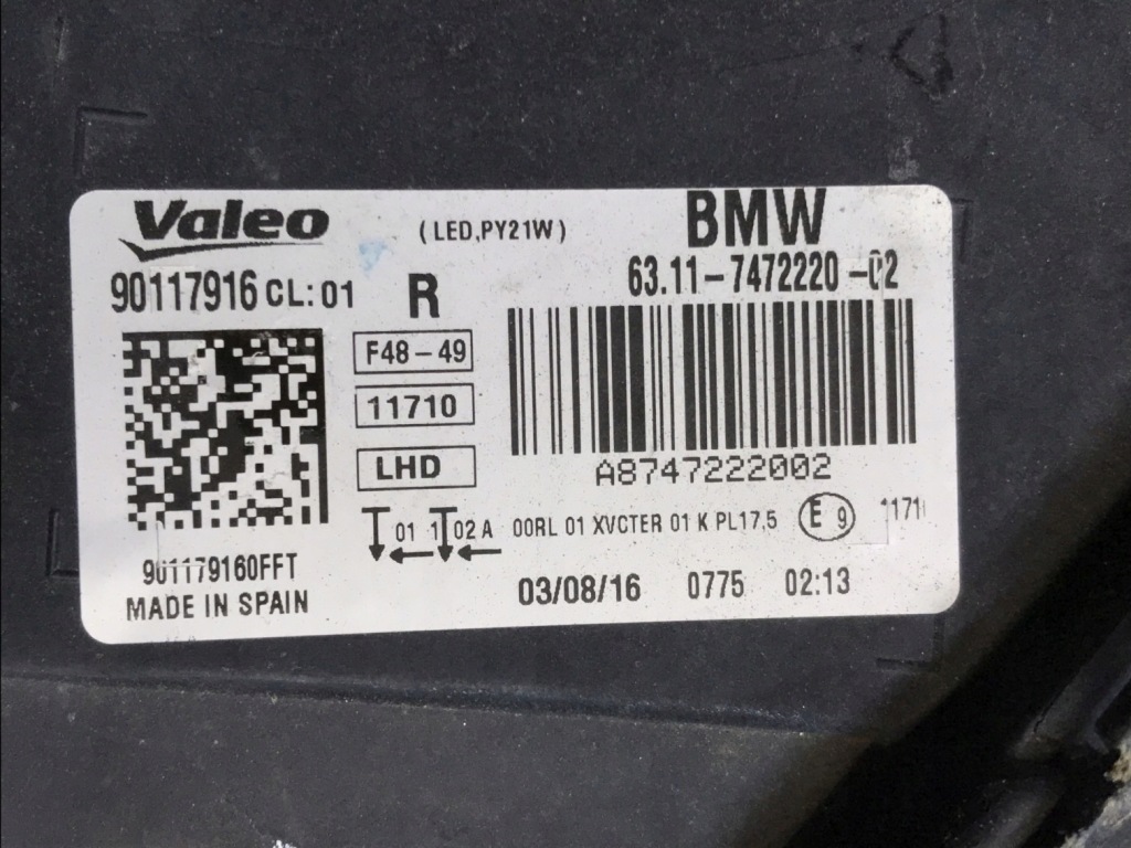 Bmw x1 f48 15- лампа права перед передня full led 7472220 в Україні