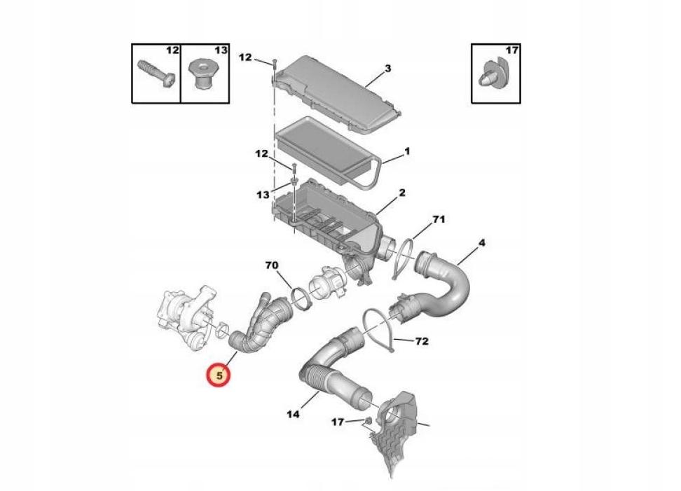 фото №3, Ford fiesta v vi 1.4 tdci wąż труба воздухозаборник turbo