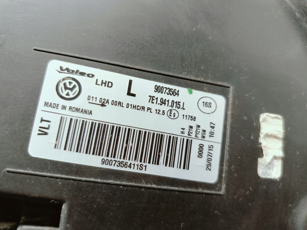 фото №15, Vw transporter t6 16- лампа левая передняя обычная h4 7e1941015l