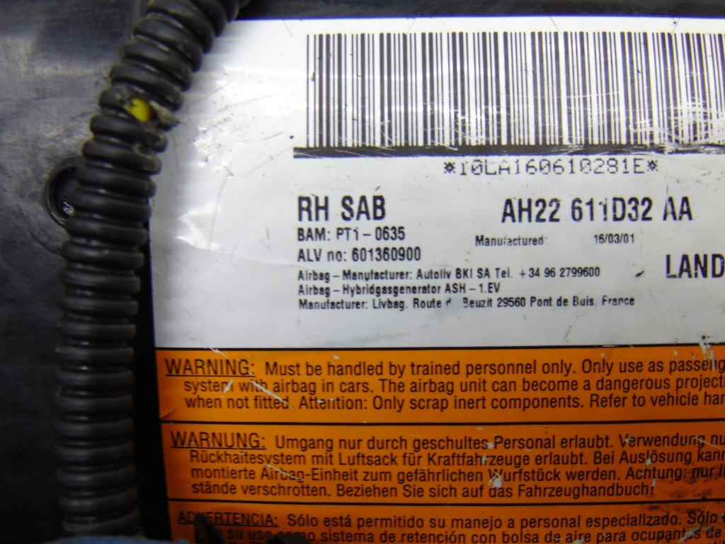 фото №3, Подушка сидіння подушка безпеки range rover sport 10-