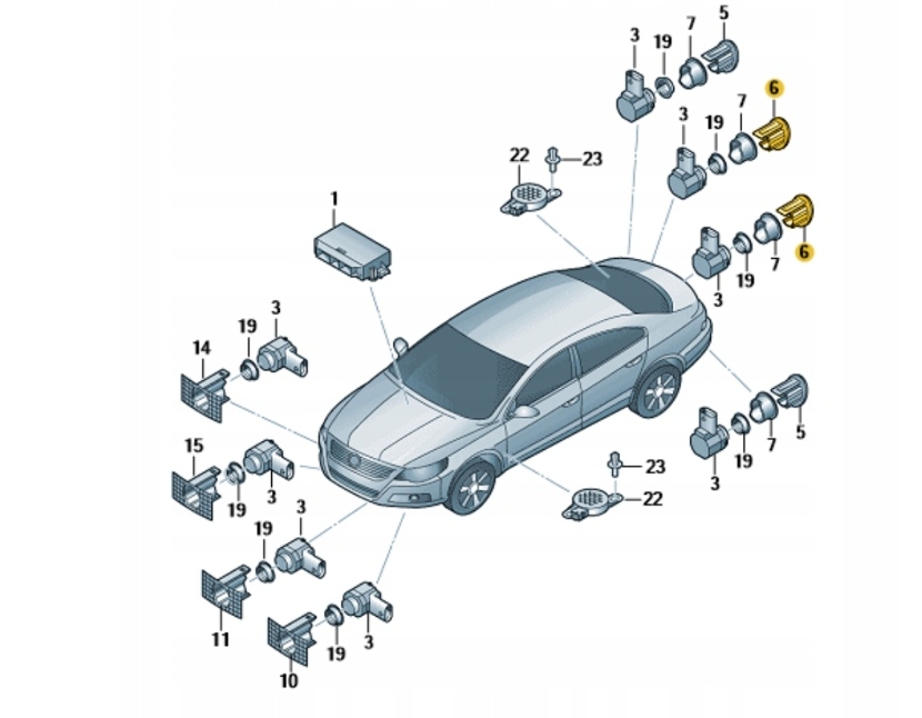 фото №1, Корзина кронштейн датчика pdc задняя левый правый внутренний середина vw passat cc