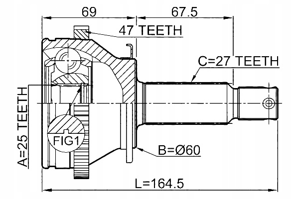 фото №2, Febest 2210-ns27a47 набор шарнир, wał приводной
