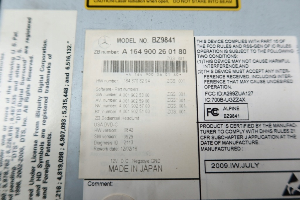 фото №10, Mercedes w164 ml x164 gl радио comand navi навигация bz9841 lift 1649002601