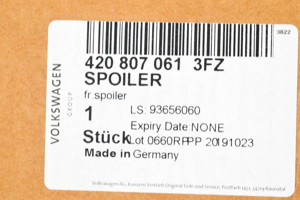 фото №7, Audi r8 спойлер передний бампера 4208070613fz оригинальный