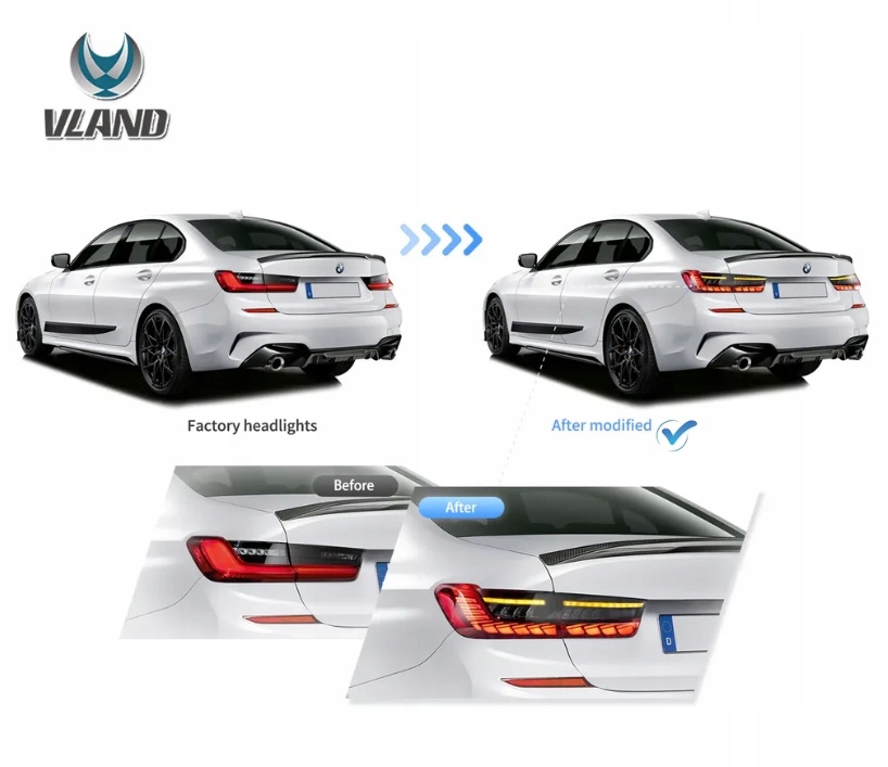 фото №10, Лампи задня ne kpl vland full led neon oled тюнінг bmw 3 g20 g80 2019-2024