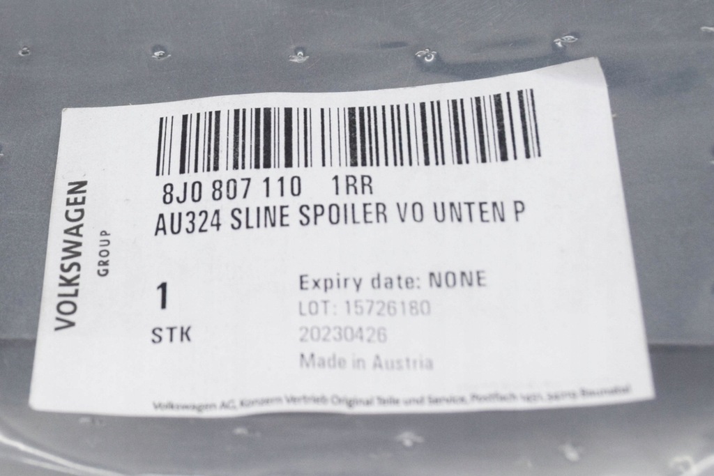 фото №7, Audi tt 8j нижний спойлер бампера передний 8j08071101rr 8j0807110 1rr