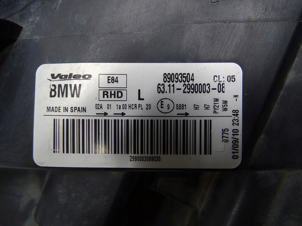 фото №9, Лампа лівий перед ліва передня 2990003 bmw x1 e84