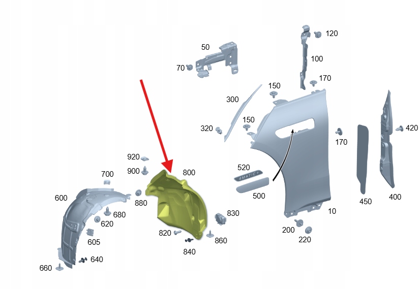 Купити Підкрилок лівий задня mercedes eqs w297 оригінальний номер a2976801108