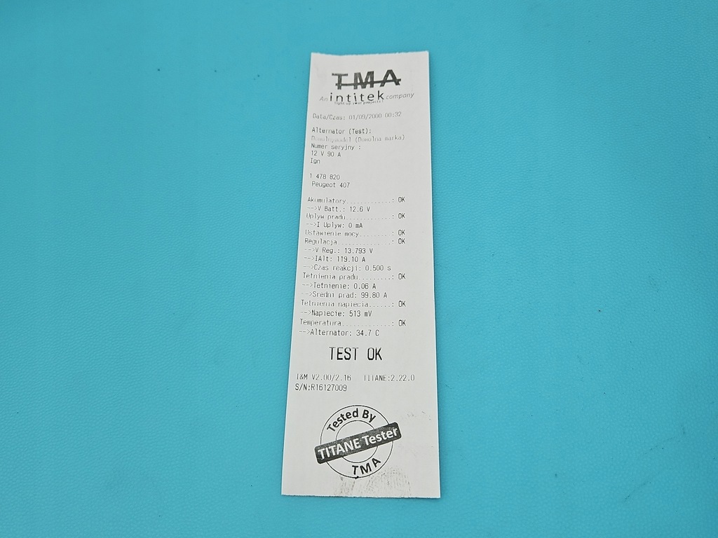 фото №7, Test генератор peugeot 407 9642880180 cl9 1.8 16v