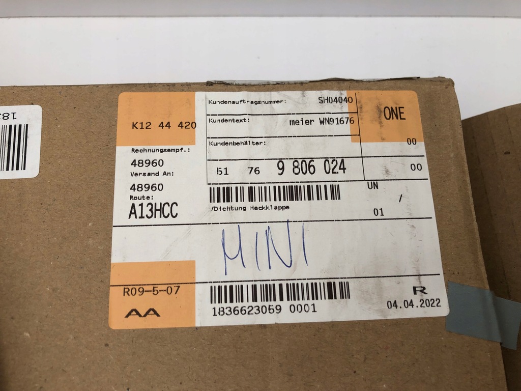 фото №3, Прокладка задній кришки mini countryman r60 nowa