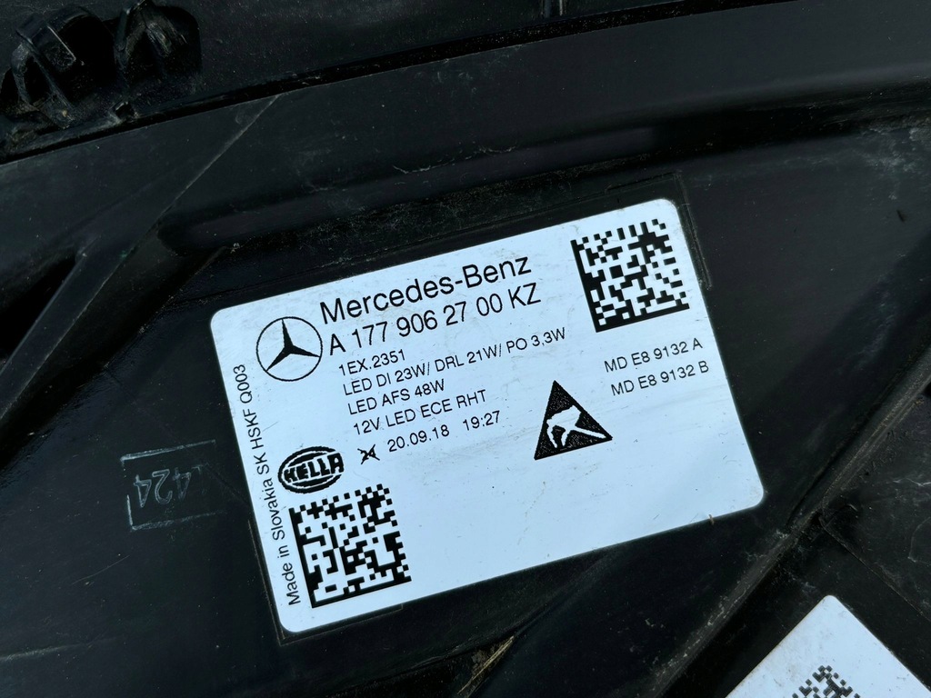 фото №9, Mercedes a-klasa w177 лампа перед левая правая лампы a1779062800 a1779062700