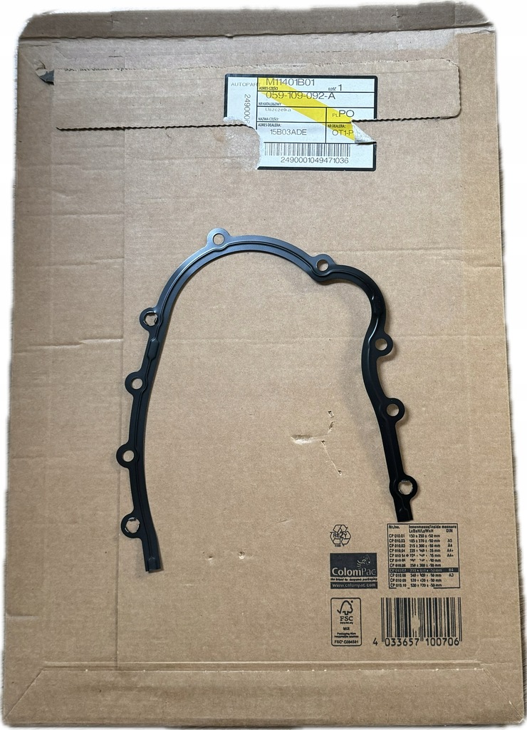 фото №1, Прокладка розподільного валу audi vw 059109092a