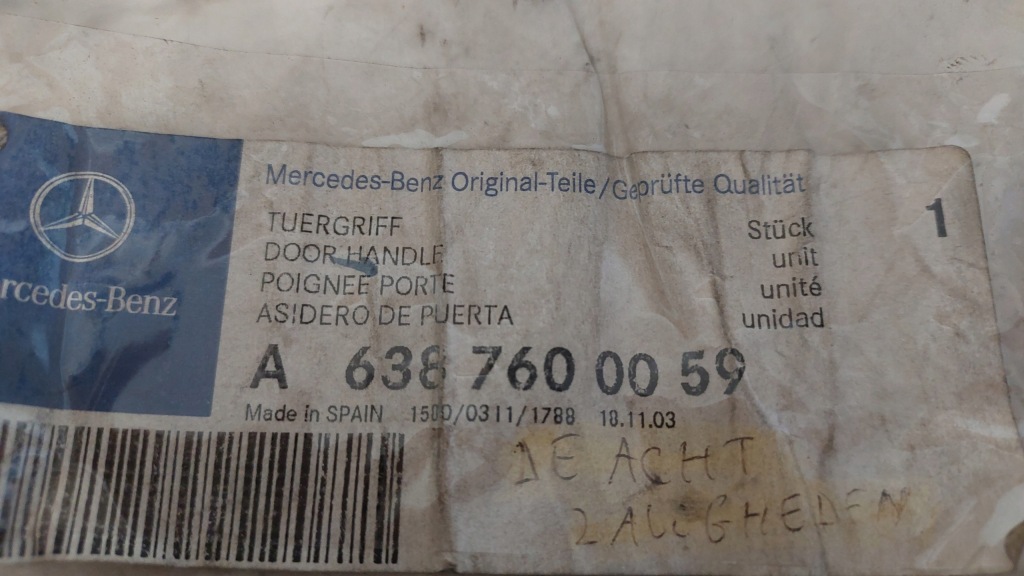 фото №6, Mercedes vito w638 sprinter ручка двері зовнішніх oryg