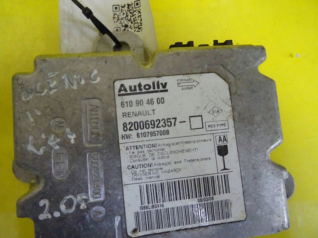 фото №2, Модуль датчик подушка безопасности renault scenic grand ii nr733