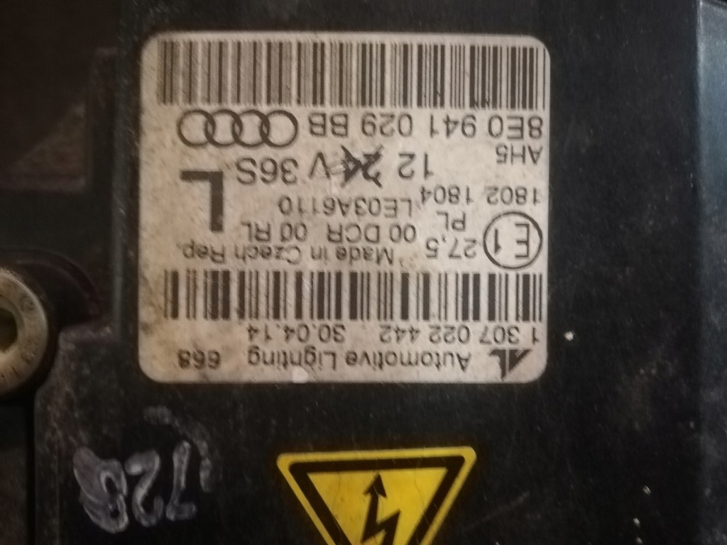 фото №8, Лампа левая перед bi ксенон audi a4 s4 b7 8e0941029bb