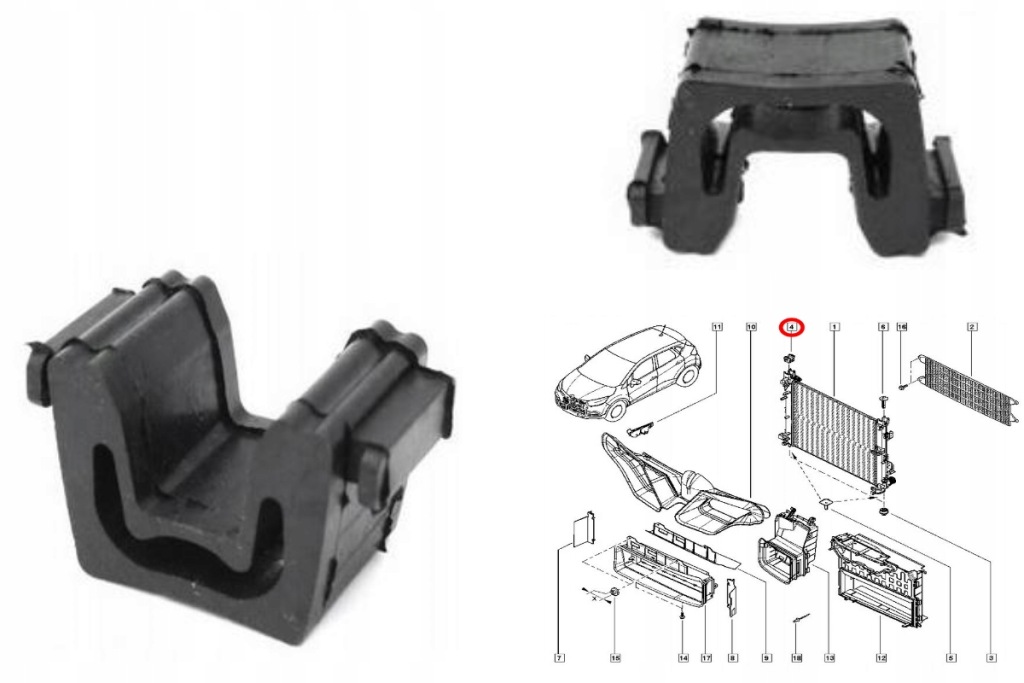 Купить Кронштейн резиновый элемент кронштейн радиатора clio iv, captur
