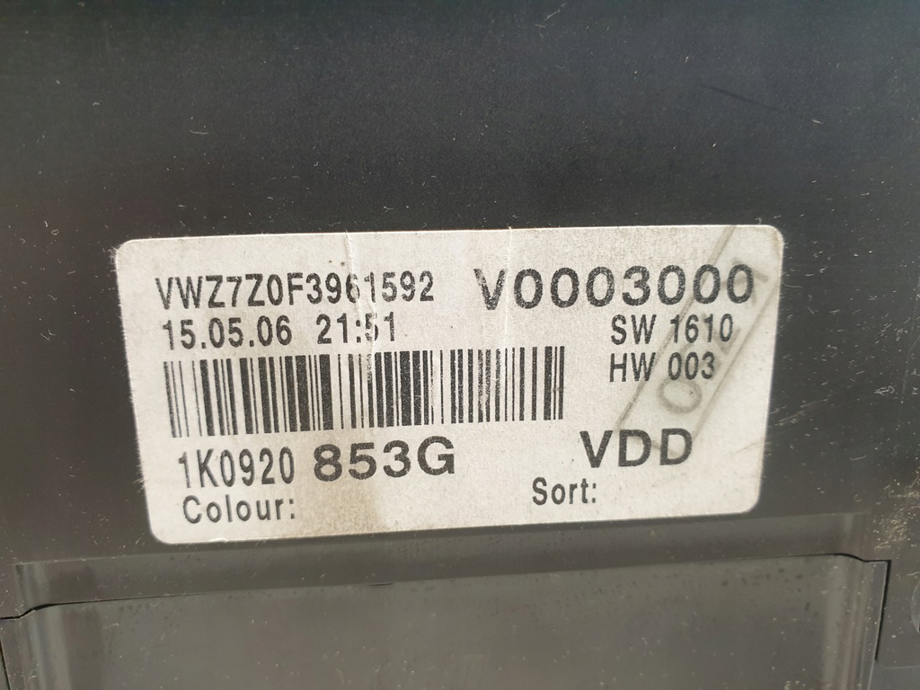 фото №10, Vw golf v 1.6 счетчик приборы 1k0920853g europa