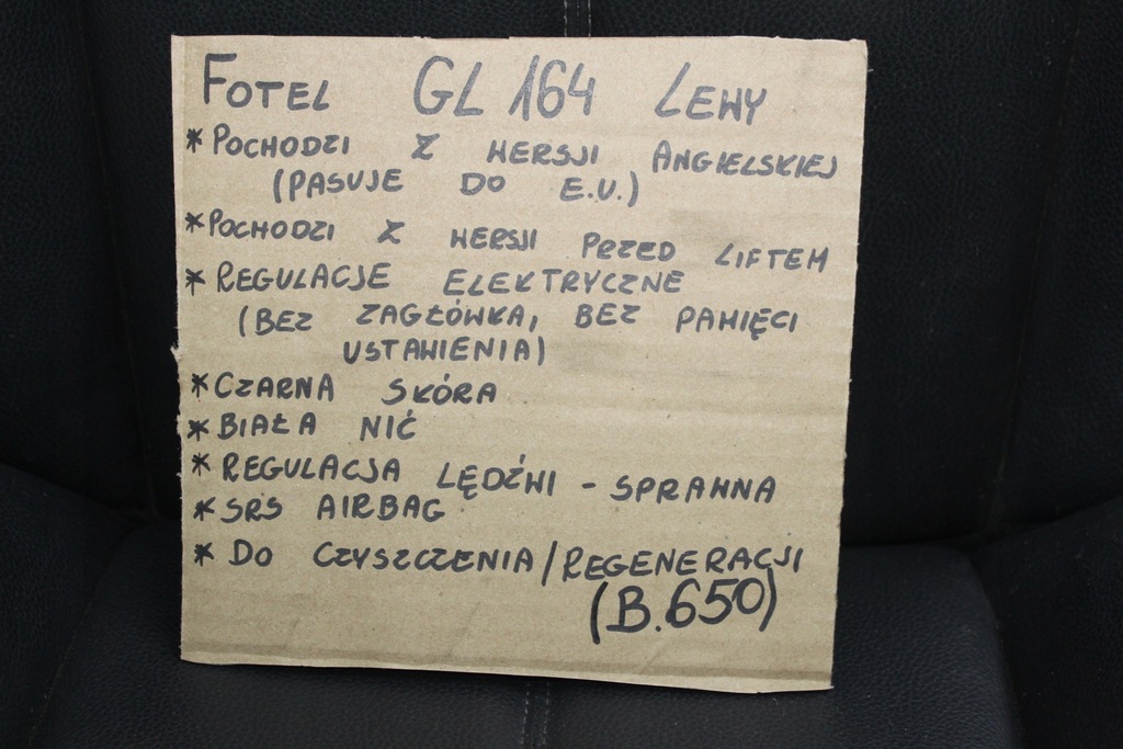 фото №16, Mercedes gl x164 сидіння лівий przed liftem czarna шкіра білий nić