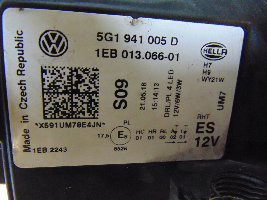 фото №16, Лампа левая перед vw golf vii lift 5g1941005d europ